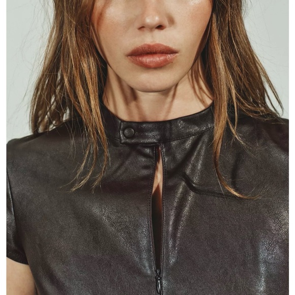 Zara FAUX LEATHER MINI DRESS - Picture 6 of 7